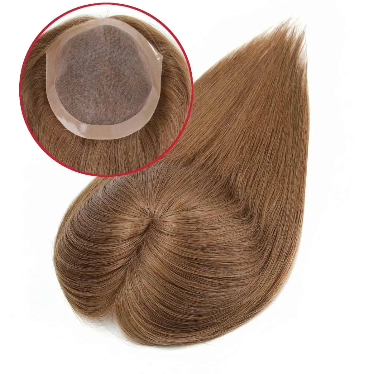 TUW25 Topper per capelli mono per donna Capelli umani vergini al 100% Pezzo di capelli dall'aspetto naturale per nascondere Topper per capelli diradati per le donne