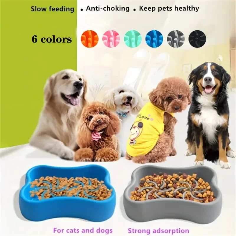 Anti soffocamento Alimentatore lento Ciotola per cani cibo lento in silicone Ciotola per leccare cani Ventosa Puzzle Ciotola per alimenti Ciotola per acqua anti-circolamento