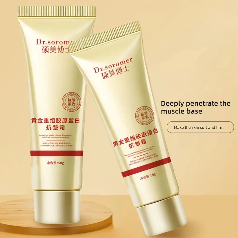 Crema Viso al Collagene Dorato Idratante Levigante Rassodante Cura della Pelle del Viso Tonificante Riduce le Rughe Sottili Idratante Anti-Secchezza