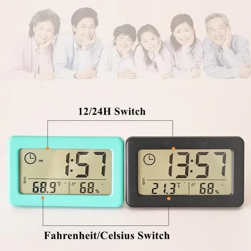 Sveglia digitale igrometro elettronico da batteria portatile per temperatura e umidità Mini elettronica tavolo da parete per uso domestico