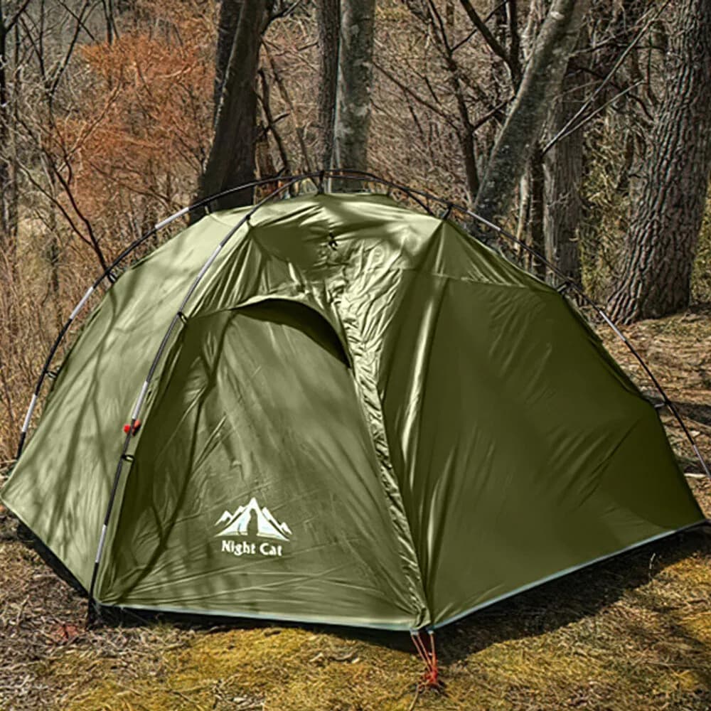 Night Cat Backpacking Tent 2 Person Lightweight Hiking Camping Tent with Foldable Pole, Double Layers Waterproof Fast Setup Ultralight Tent Compact 7x4.4ft - Two Doors