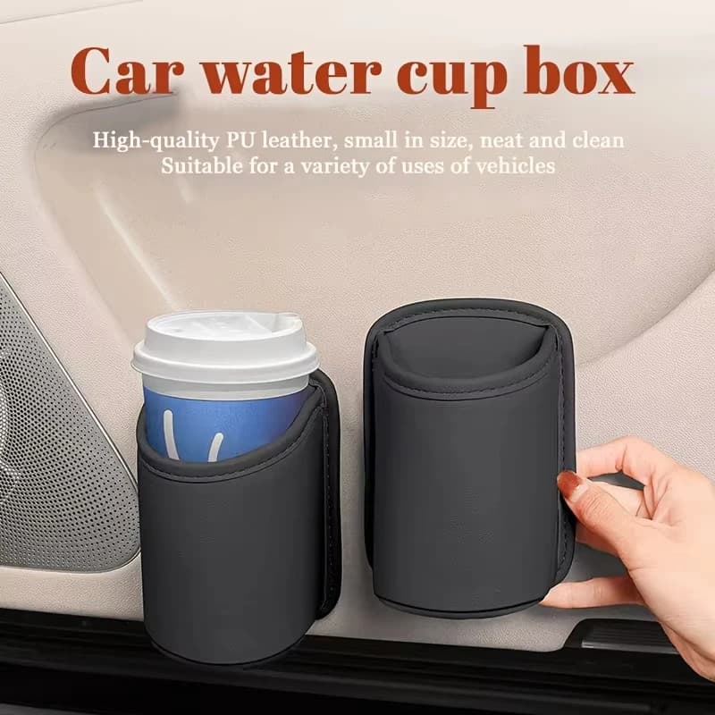 Portabicchieri per Sedile Auto in Pelle PU Rinforzata, Portabevande per Console Posteriore Auto, Design con Clip, Organizer per Bicchieri e Tasca Portaoggetti