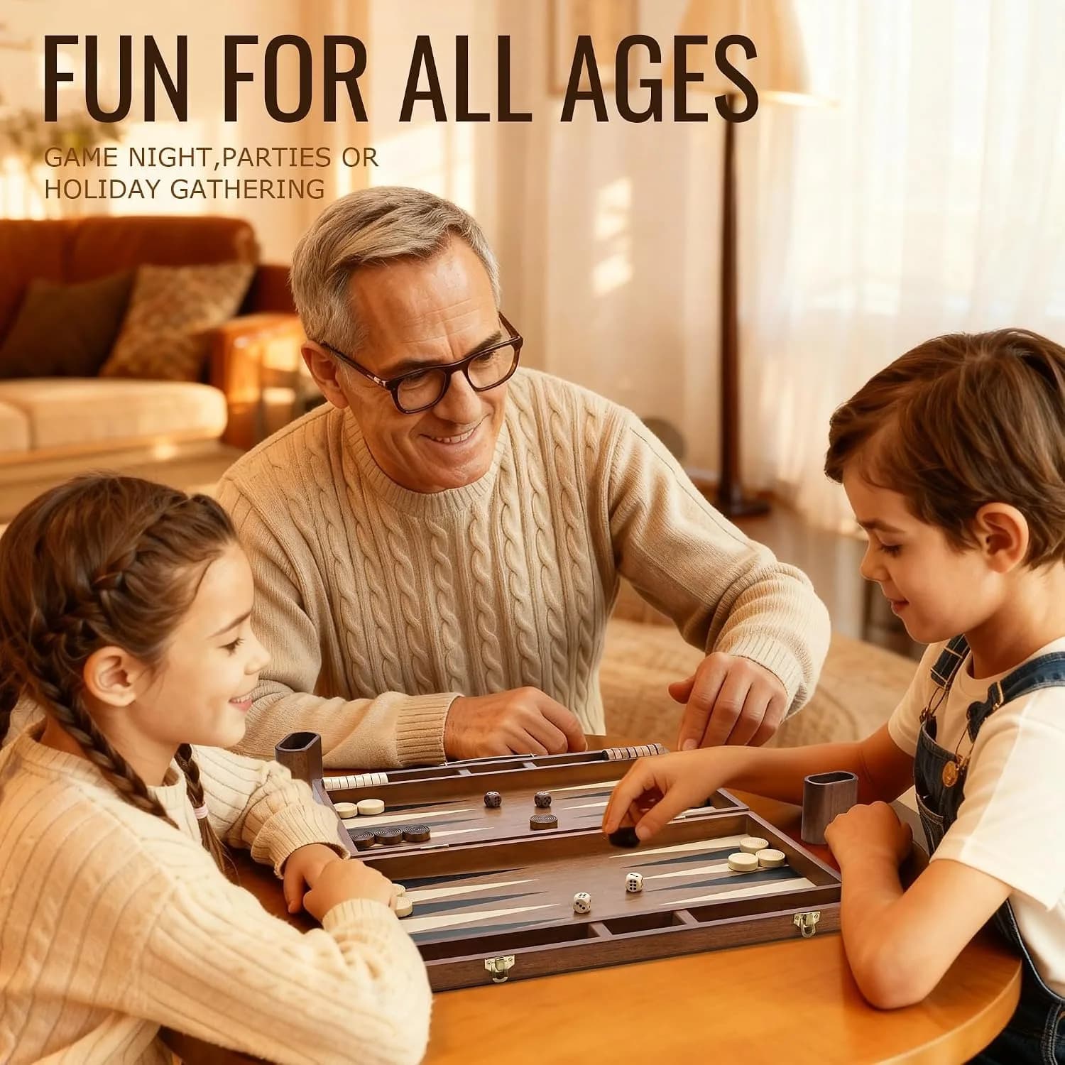 Portable Wood Backgammon Set for Travel - Includes Wooden Playing Pieces And Accessories Suitable for Adults And Kids
