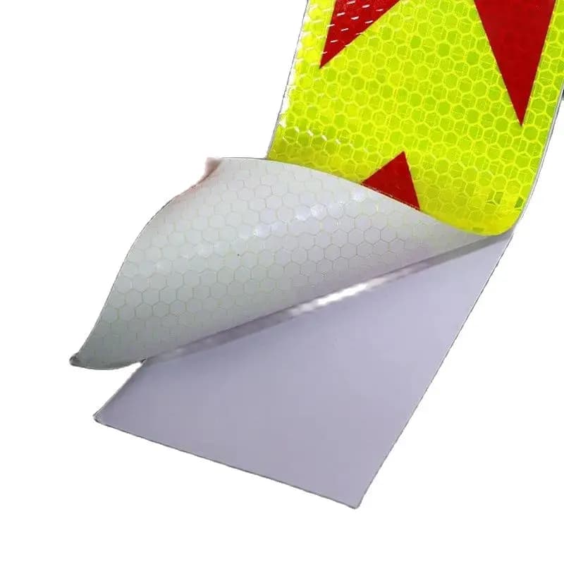 Adesivo di avvertimento con nastro riflettente a freccia rossa gialla fluorescente autoadesivo 5cm x 3m