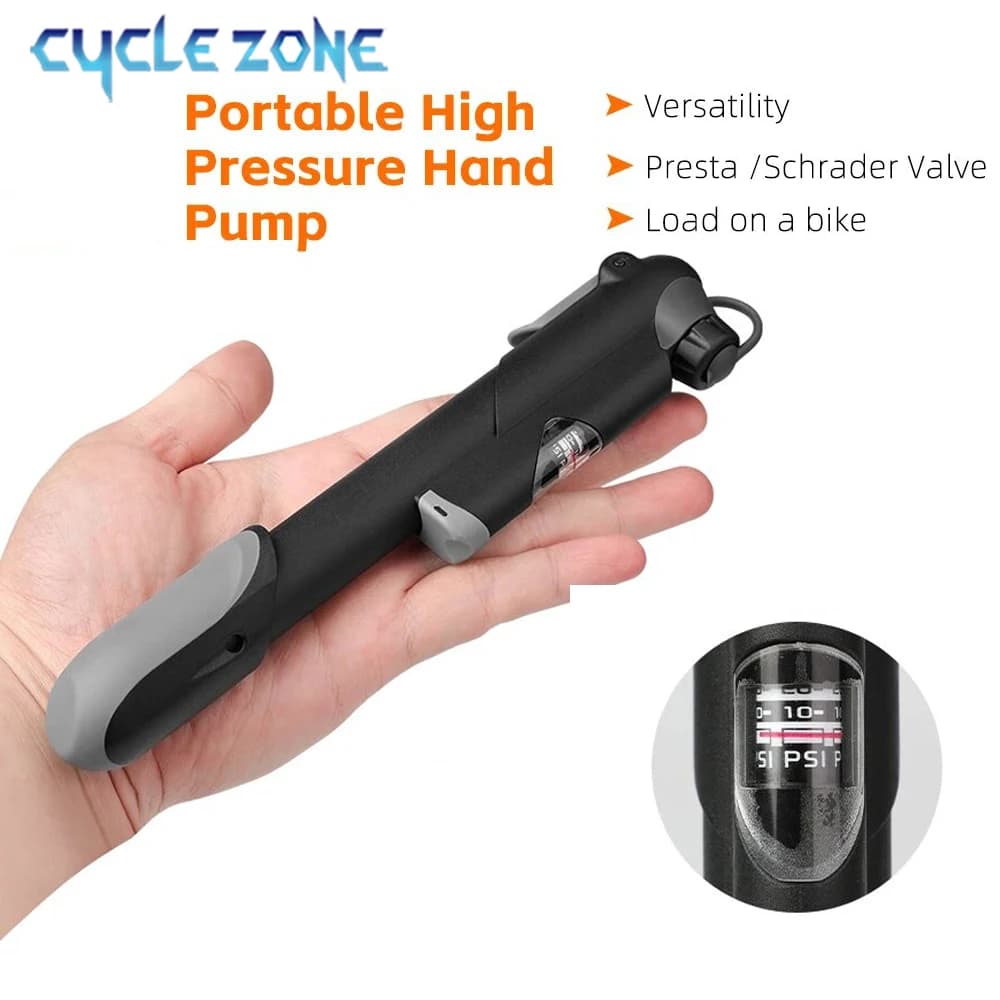 Mini pompa da bicicletta portatile manometro aria esterno Schrader Presta MTB pompa da mountain bike ciclismo MTB gonfiatore d'aria per bici