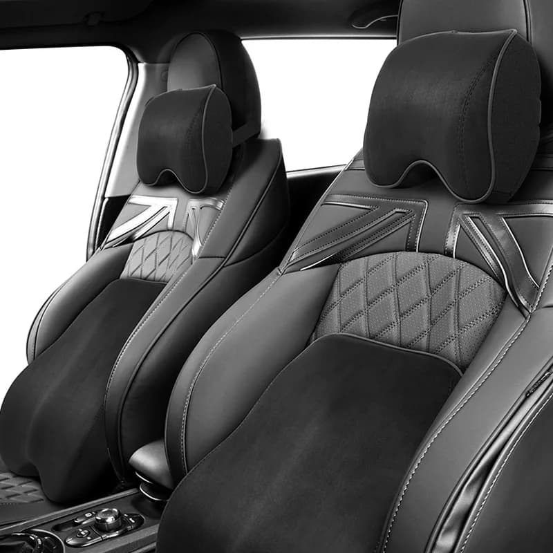 Cuscino di supporto lombare Cuscino poggiatesta per mini cooper 2023 Cuscino di supporto per la schiena per poltrona reclinabile per auto Cuscino per schienale in memory foam Nero