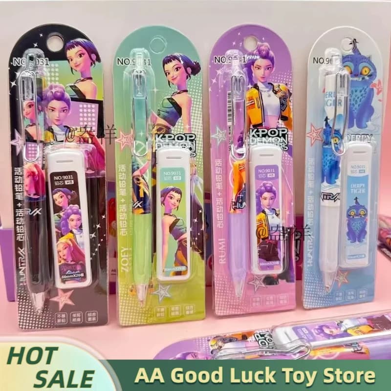 6/24pcs Anime Kpop Mechanical Pencil Set Students Stationery Refill Not Easy To Break Lead Automatic Pencil Wholesale Gifts