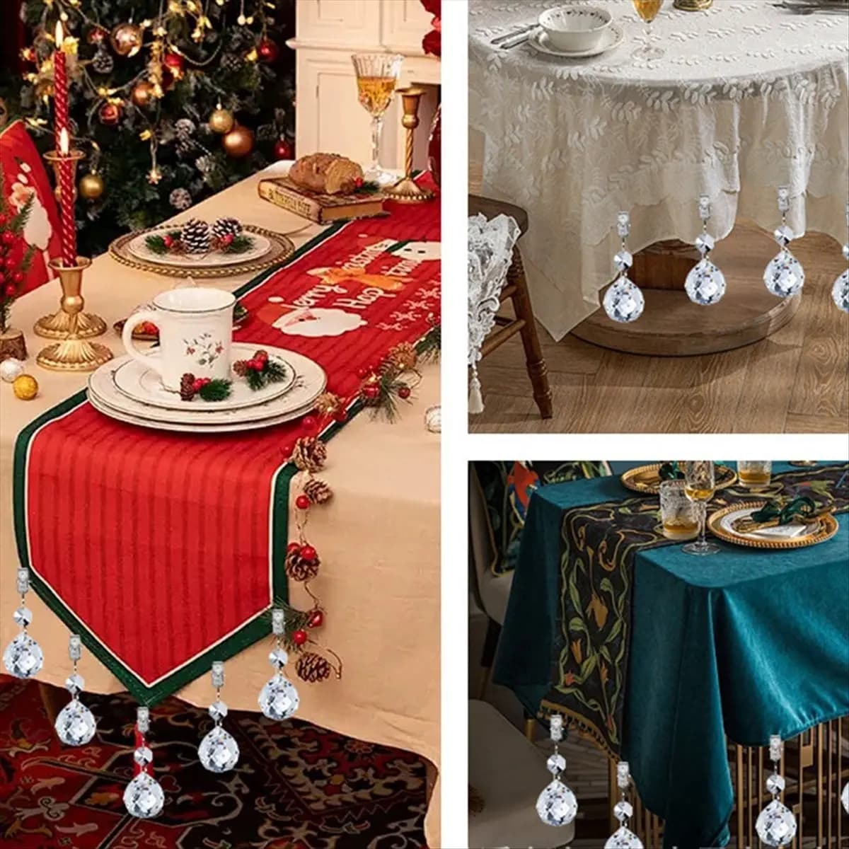 [Promotions]8Pcs Tablecloth Weights Heavy Crystal Tablecloth Weight Hangers Pendants for Hold Curtains Shower Curtains Garden
