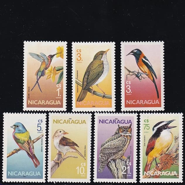 Nicaragua Post Stamps Postage Y1986 Bird Hummingbird Oriole Owl 1 Set 7 New Collectible Postage Stamps Material For Scrapbooking