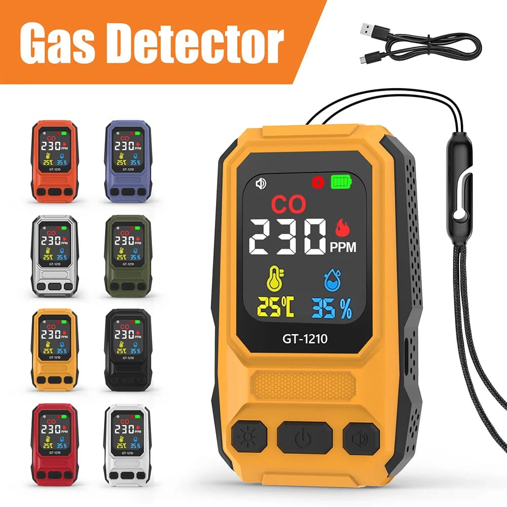 3 in 1 Carbon Monoxide Detector CO Gas Monitor Alarm LCD Digital CO Analyzer Temp Humidity Meter for Home Library Depot