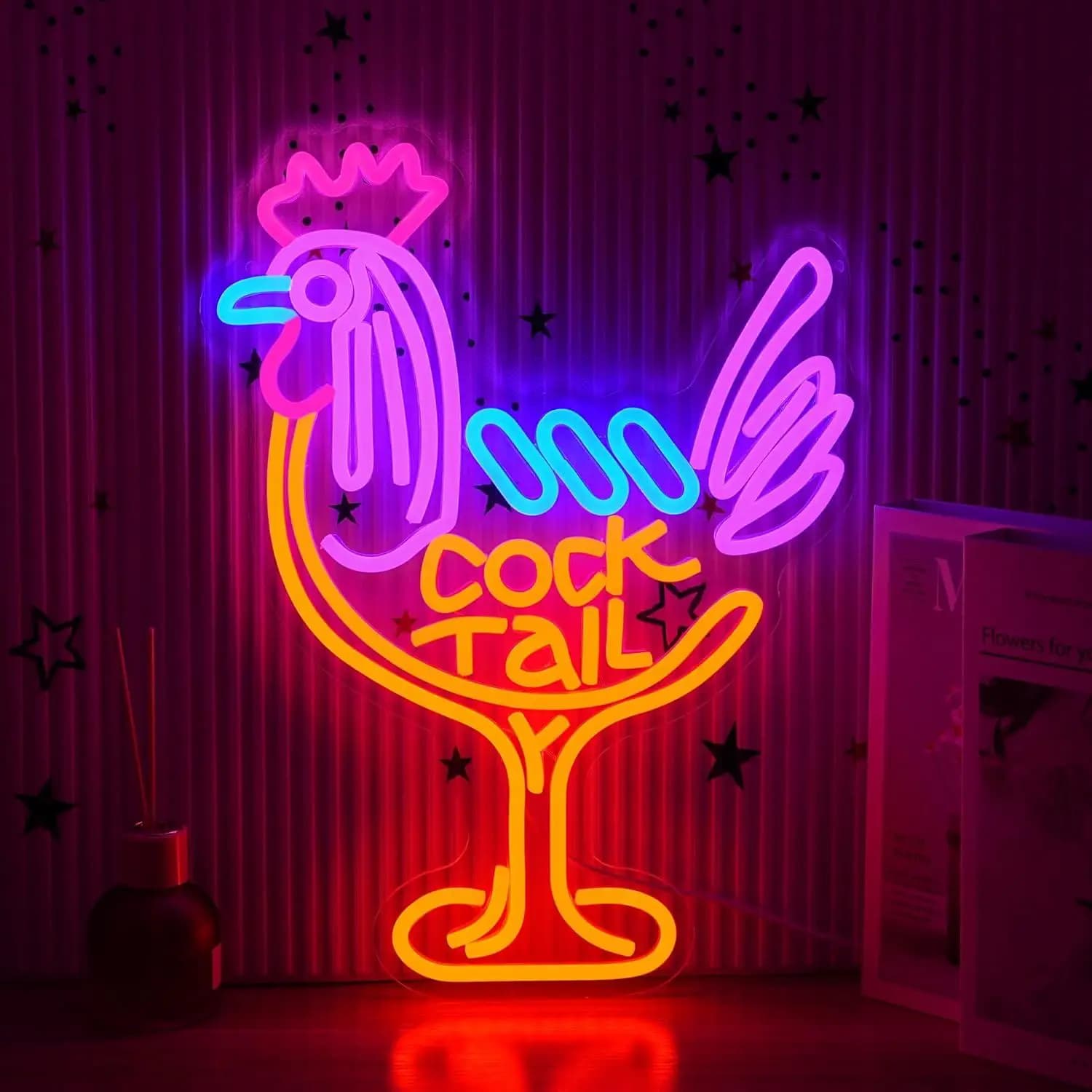 Insegna al Neon Cocktail USB Dimmerabile a LED per Bar, Pub, Man Cave, Cucina, Feste, Decorazione Murale Estetica, Regali, Insegne per Attività Commerciali