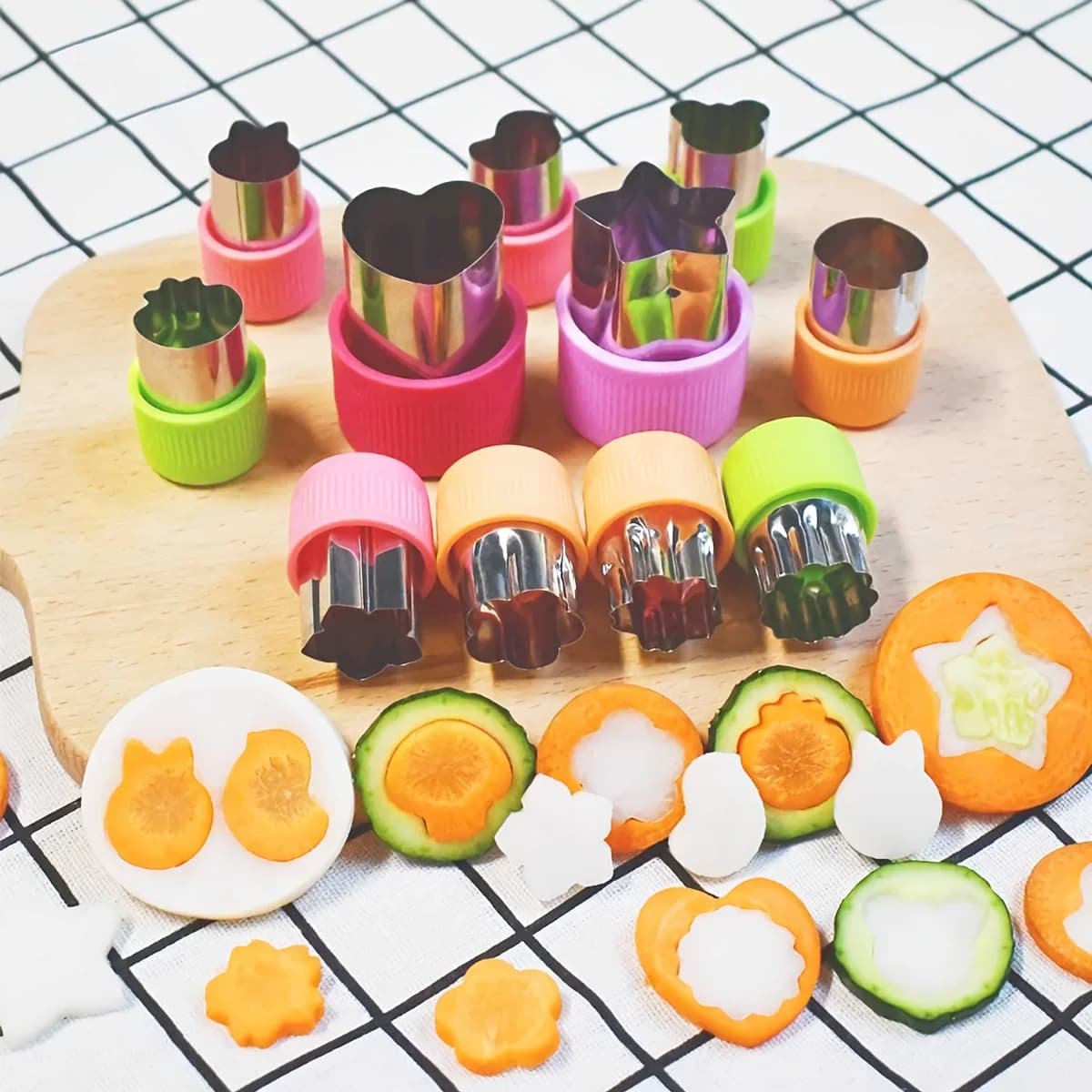 12 Pcs Vegetable Cutter Shapes Sets Mini Size Cutters Fruit Cutters Kids Food Cutters Pastry Stamps Mold Biscuits