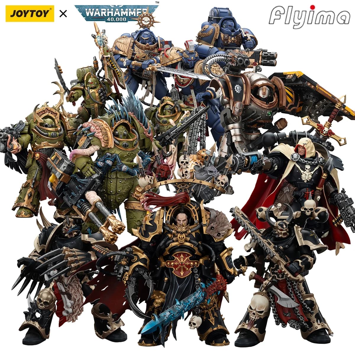 [Preordine] JOYTOY Warhammer 40K 1/18 Action Figure Abaddon il Spogliatore & Death Guard 3 Pezzi & Heavy Relic Primus Armor 3 Pezzi Modello