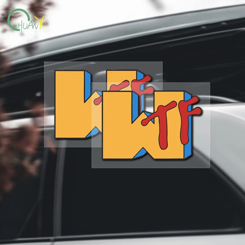 Adesivo Riflettente TLP WTF con Testo Artistico in Inglese, Stile Retrò MTV, Adesivo Piatto Impermeabile