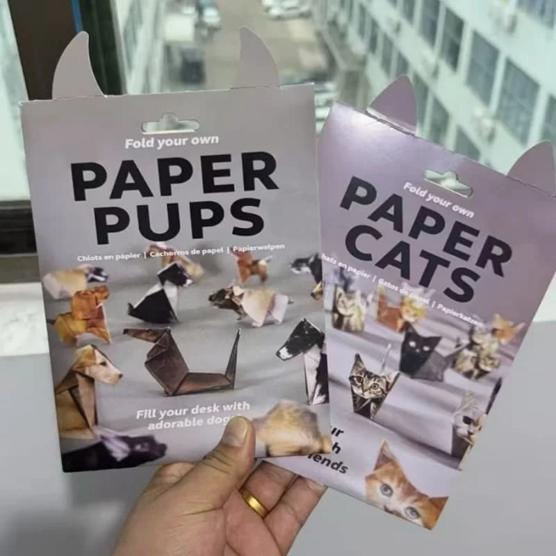 Cats Origami Set Cute Dog Dinosaur Handmade Craft Folding Paper Set Animal Pattern Healing Origami Paper For Home Office Decor