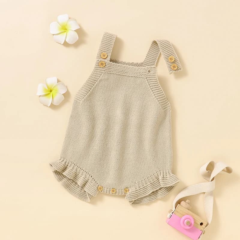 Tute per bambini Maglia per neonate Tuta senza maniche Estate 0-18M Infantile Bambini Sling Vestiti Moda Solid Ruffles Top carini