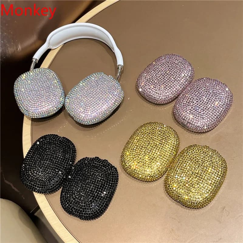 Luxury Crystal Diamond Earphone Cases Cover Protector For Apple Airpods Max Glitter Diamond Tpu Soft Headphone Accessories Gift