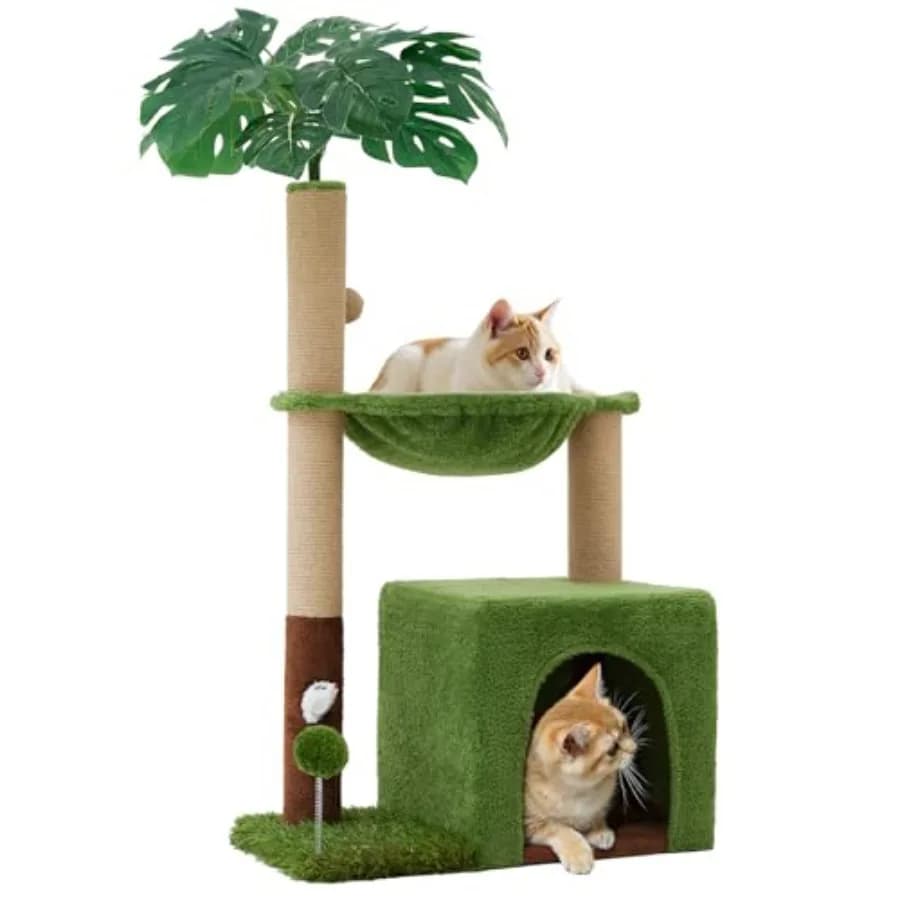 Torre Tiragraffi per Gatti da Interno 2-in-1 Multifunzionale da 37 Pollici con Tiragraffi in Sisal Premium e Foro per il Gatto a Forma di Topo