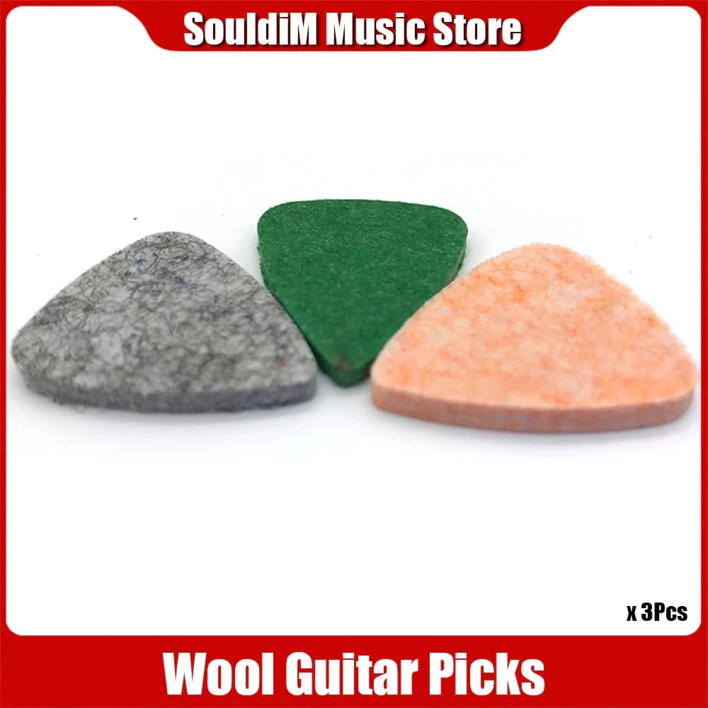 3 pezzi plettri per chitarra in pura lana morbida dura plettri per chitarra ukulele mediatori plettro grigio verde rosa accessori Guitarra