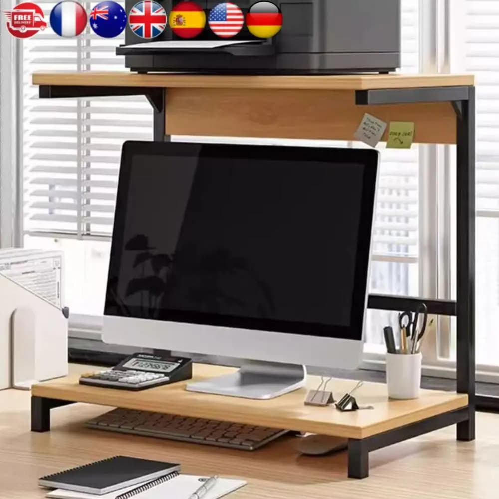 Support for Monitoring 2 Levels with Storage Table for Printer and Desk Organization