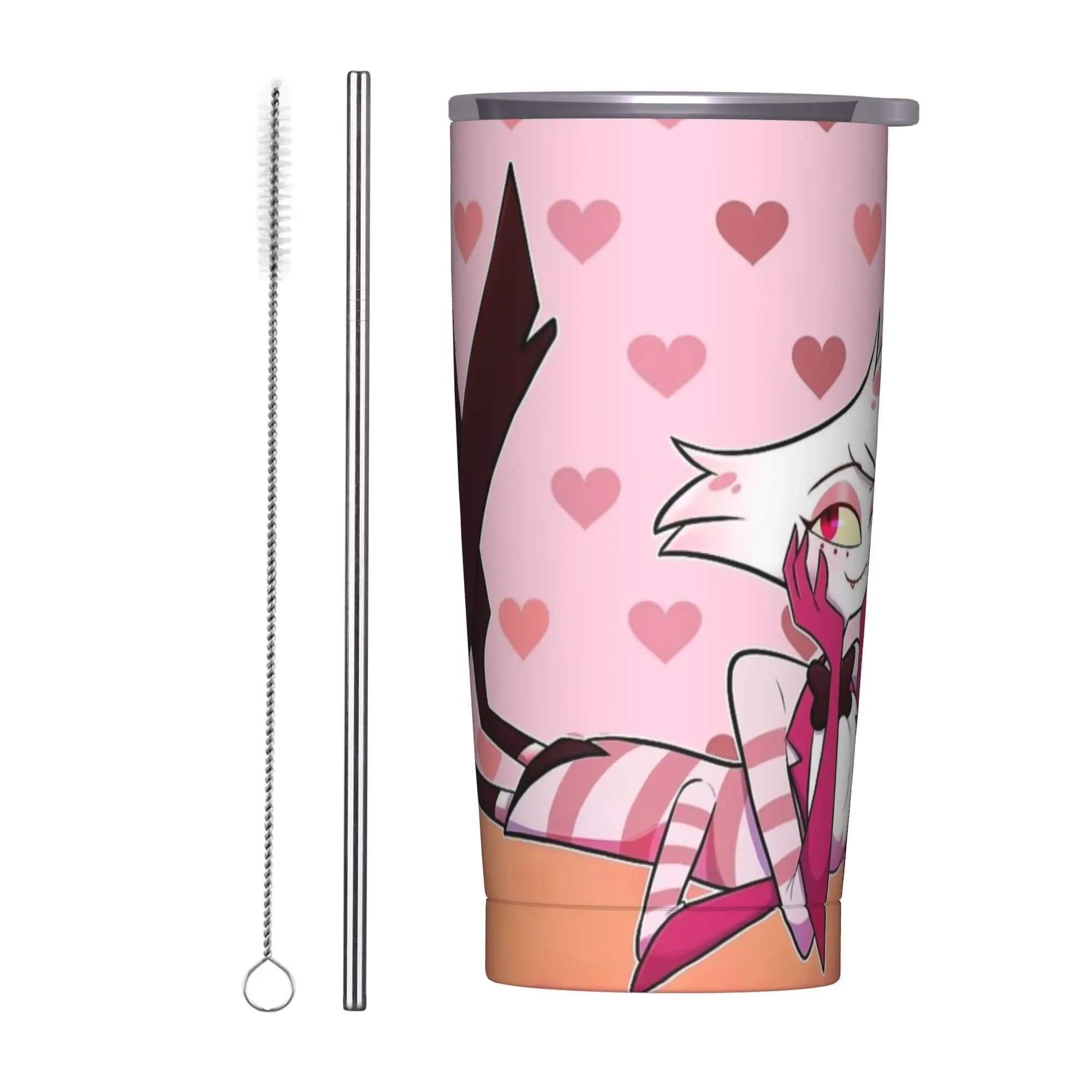 Tazza Termica in Acciaio Inox Hazbin Hotel Angel Dust, Mantiene Caldo e Freddo, Tazza da Viaggio, Bottiglia per Acqua