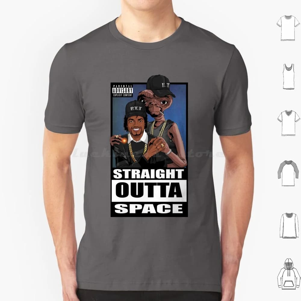 Straight Outta Space T Shirt Cotone Uomo Donna Stampa fai da te Rap Pop King Mj Jackson Et Nwa Film musicali Anni '80 Divertente Cultura pop