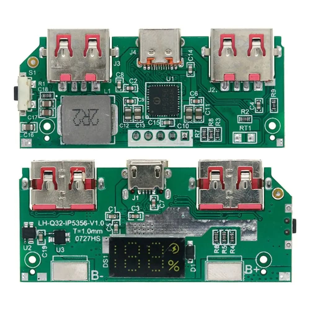 Modulo di Alimentazione Industriale Compatto Stabile 5V 3A con Display Digitale IP5356, Supporto QC/PD3.0 per Ricarica Batteria al Litio