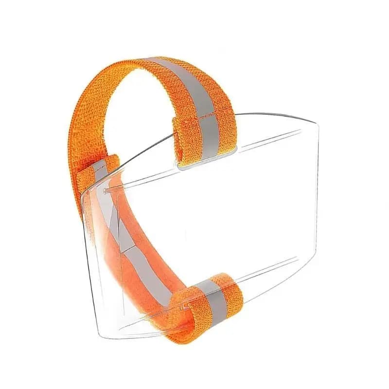 652F Custodia per carte in plastica PVC con cintura regolata Porta etichette nominative da braccio Porta badge con cintura da