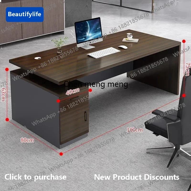 Tavolo da Ufficio Direzionale z5556, Organizzatore per Ufficio, Postazione di Lavoro, Scrivania con Spazio di Archiviazione, Tavolino Espositivo per Ufficio