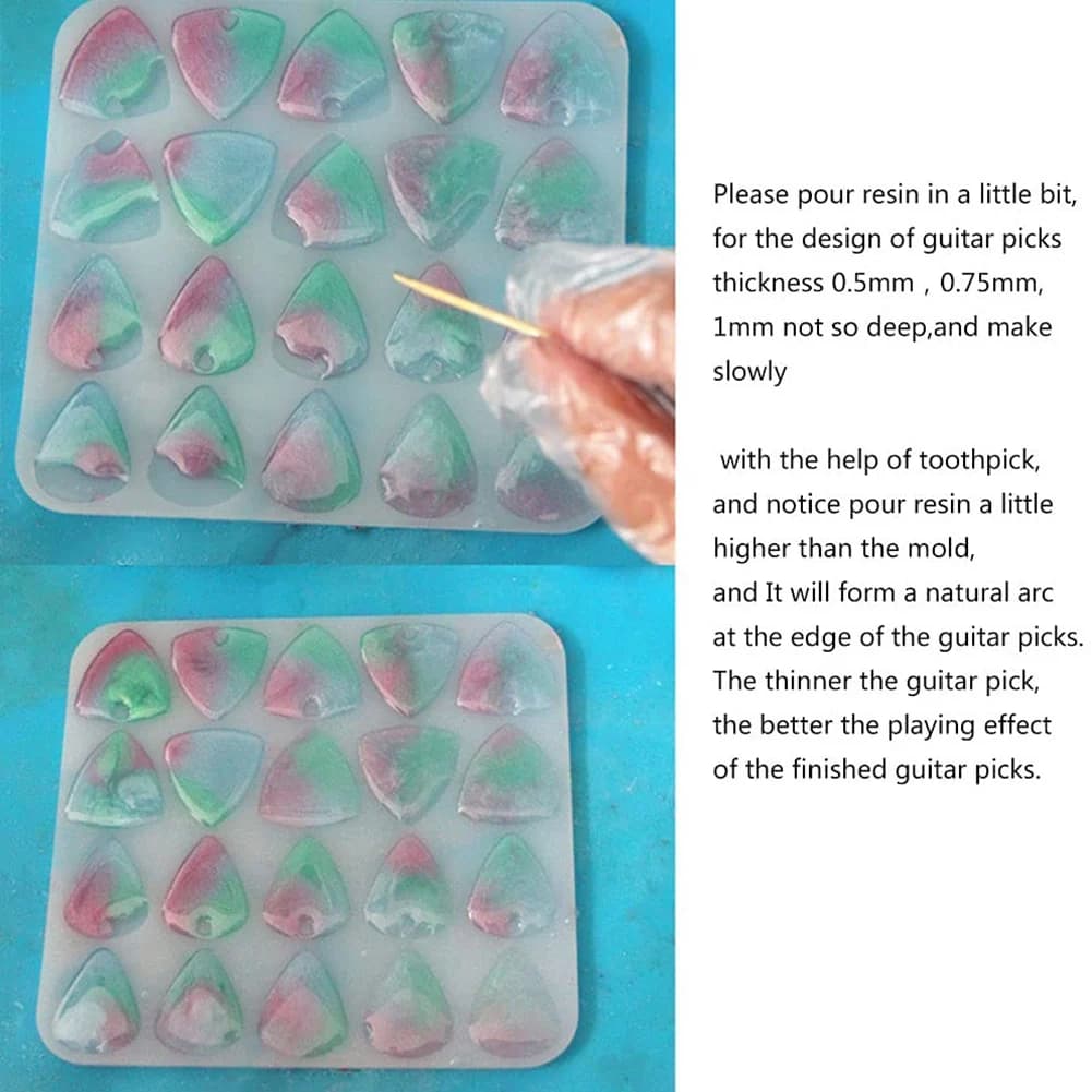 Y201A Plettri e scatole per chitarra HOT Stampo in resina Stampo per plettri in silicone per plettri per chitarra fai da te Plettri per pollice,A