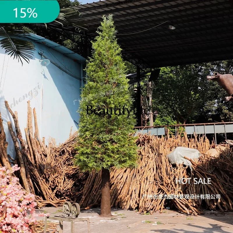 X173 simulated pine and cypress tree hotel park artificial large green plant garden landscaping decoration