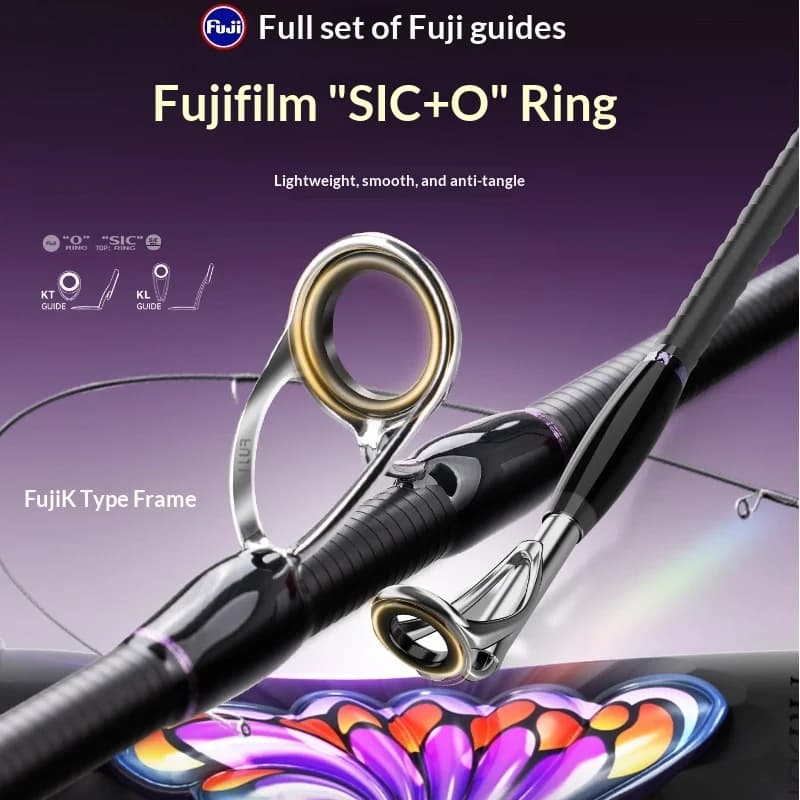 Canna da spinning HASIDA UL Micro con anelli Fuji SIC, punta in vetro solido, motivo a farfalla, canna da viaggio portatile per pescatori d'acqua dolce
