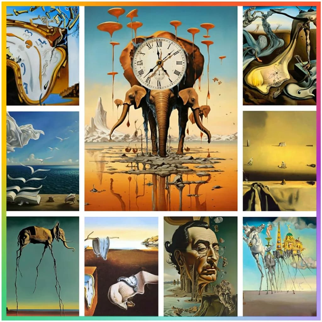Surrealismo Opere d'arte famose di Salvador Dali 5D Arte fai da te Pittura diamante Punto croce Modello Immagini Mosaico Ricamo Home Deco