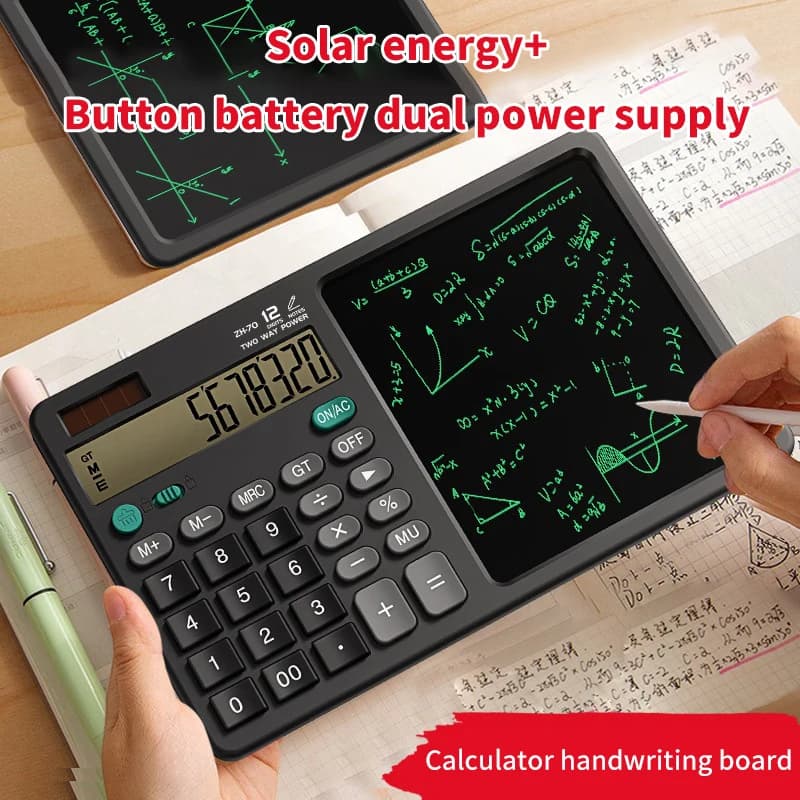 Calcolatrice scientifica con tavoletta da disegno per scrittura Calcolatrice portatile con display LCD a 12 cifre per promemoria per ufficio, studio matematico