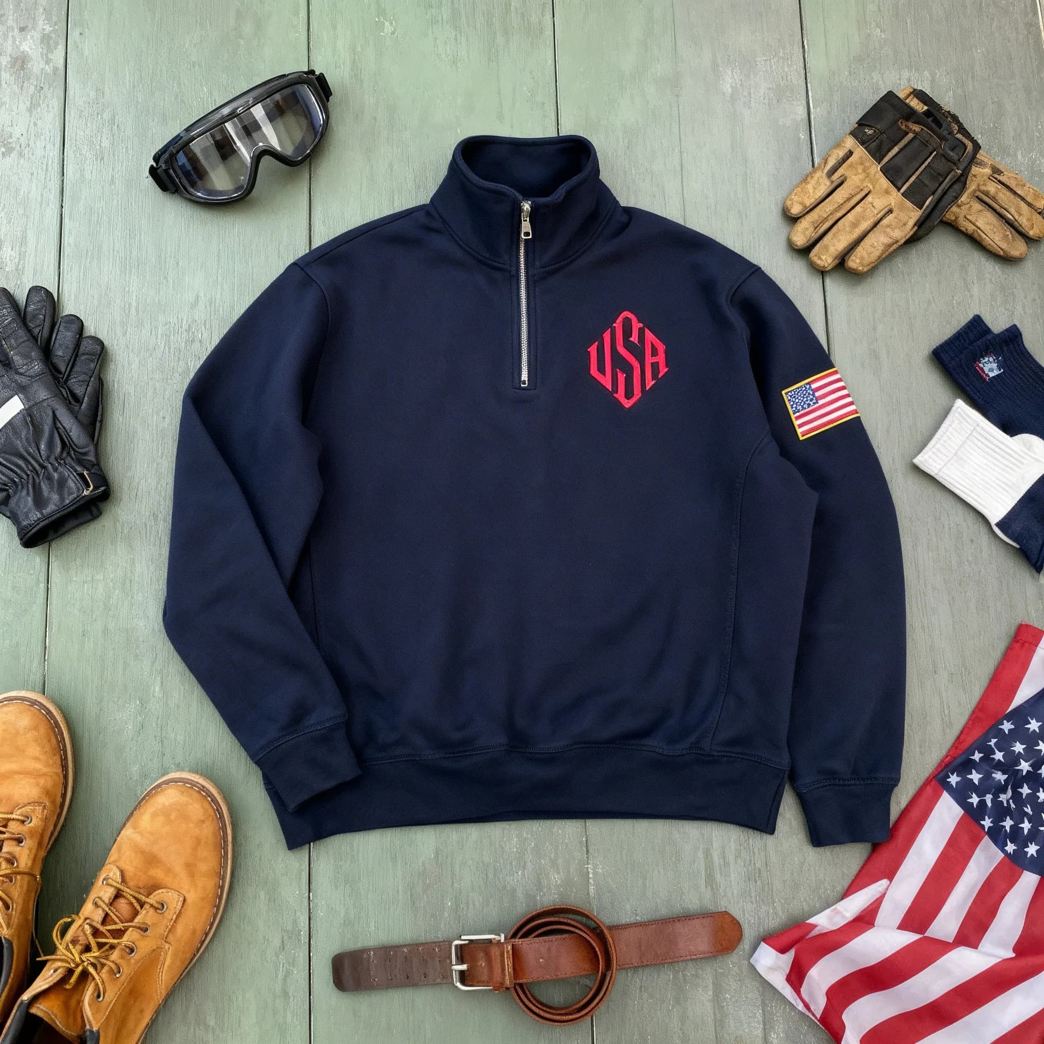Hot Sell Embroidered Quarter Zip Hoodie Sweatshirt Navy Blue Pullover Style Sleeve Y2k Casual Streetwear Women Clothing