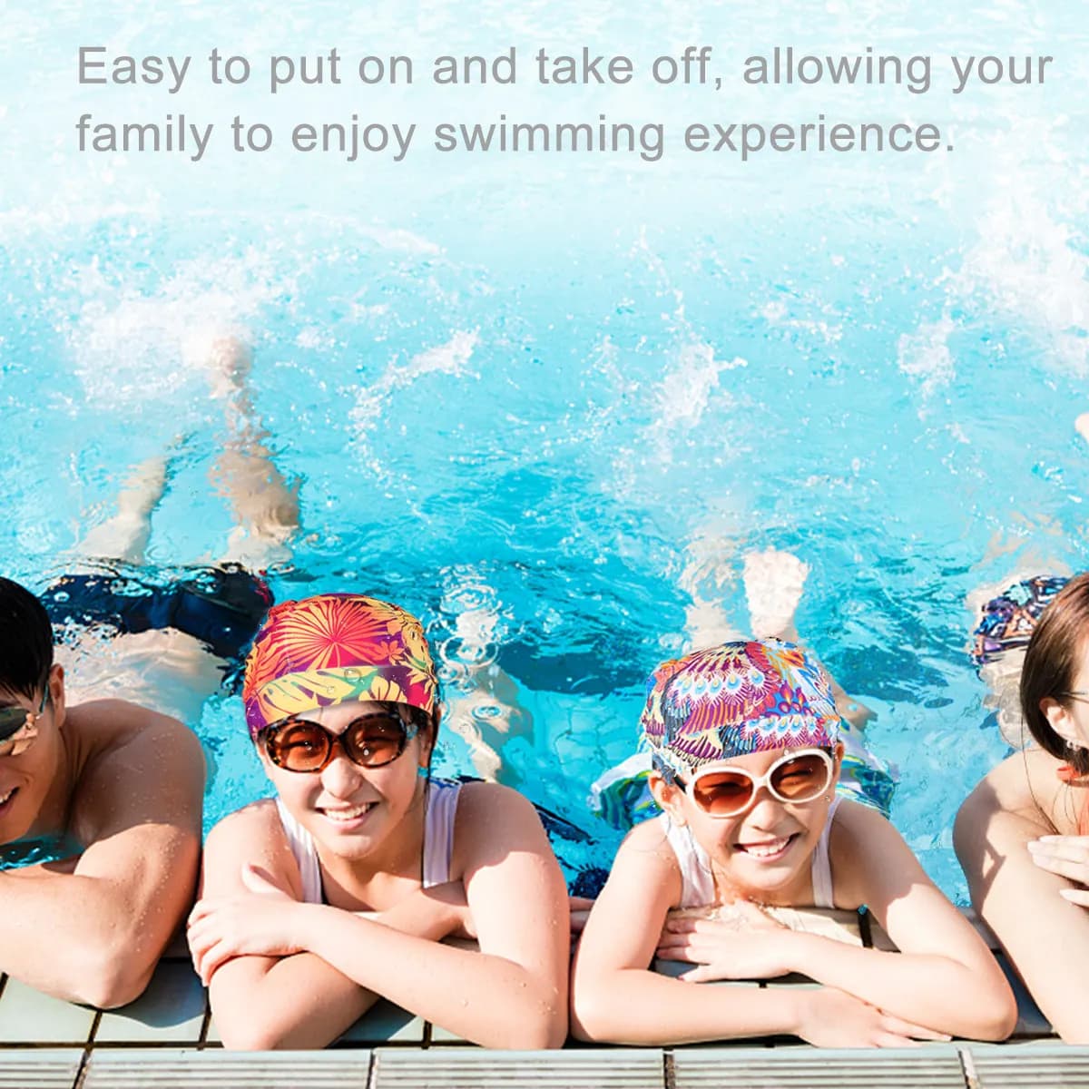2 pieces of pleated swimming caps, light, elastic, with ear protection, sun protection, waterproof, for women, swimming accessories