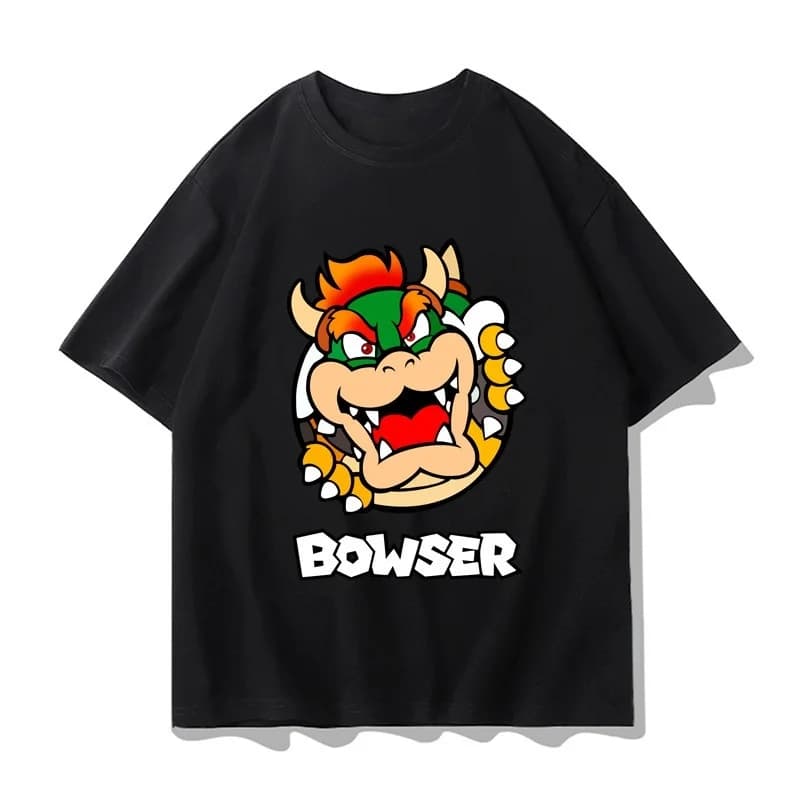 T-shirt Super Mario Bowser per uomo e donna, estiva, in cotone, stile Y2K, alla moda, traspirante, per fan degli anime, a maniche corte, streetwear