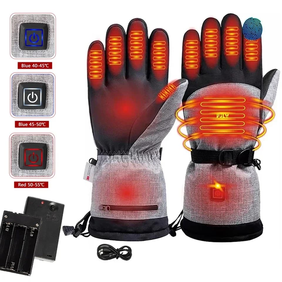 Guanti riscaldanti invernali Touch Screen 3M Scaldamani in cotone Guanti termici elettrici Impermeabili Snowboard Ciclismo Moto Sci all'aperto