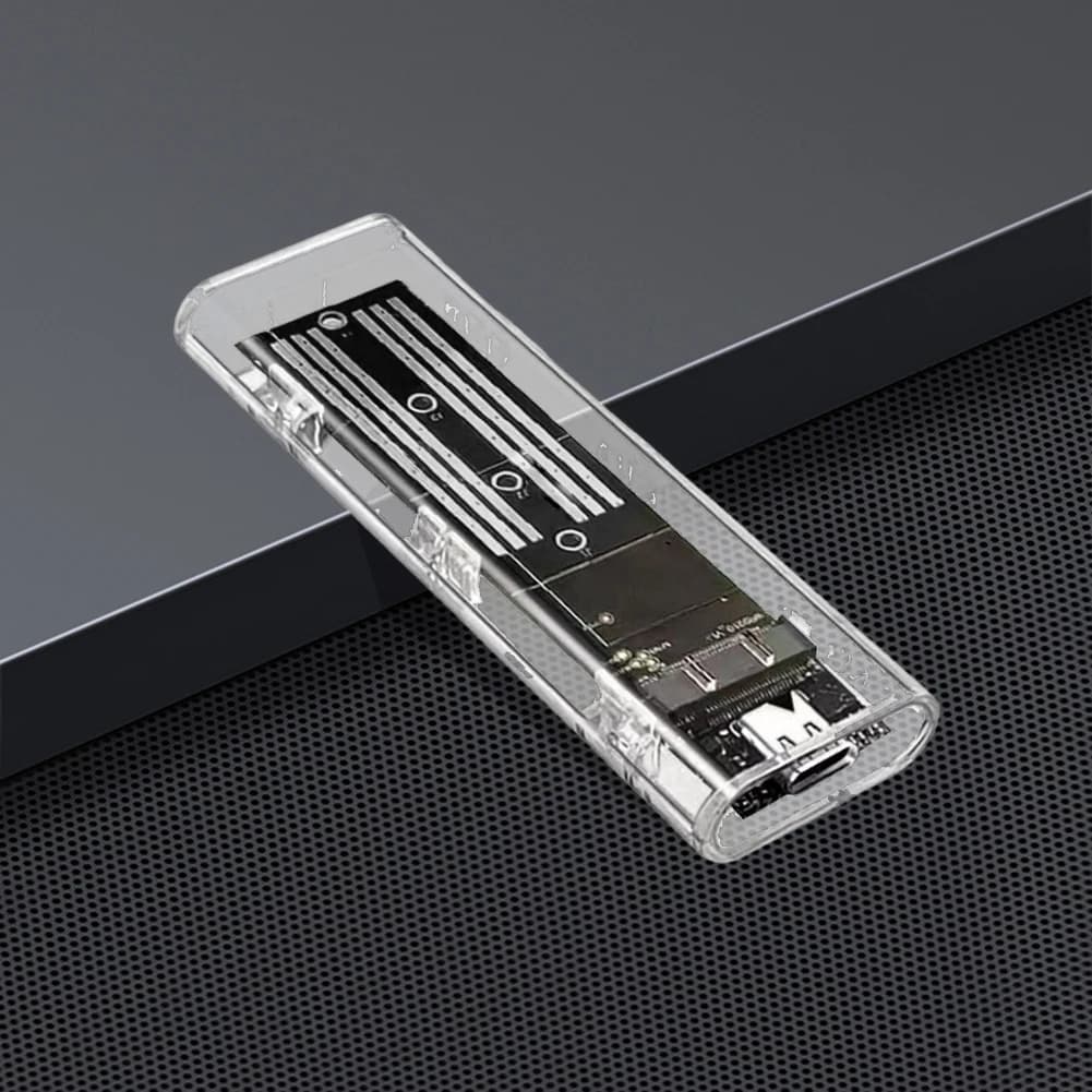 Custodia Esterna Trasparente per SSD M.2 NGFF SATA Tipo C USB 3.1, Adattatore per Disco Rigido Esterno 10Gbps per 2230/2242/2260/2280