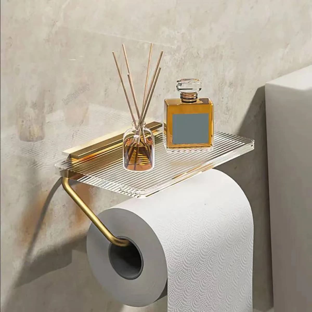Porta carta igienica in lega di alluminio vassoio acrilico accessori per il bagno cucina da appendere a parete portarotolo di carta igienica senza perforazione