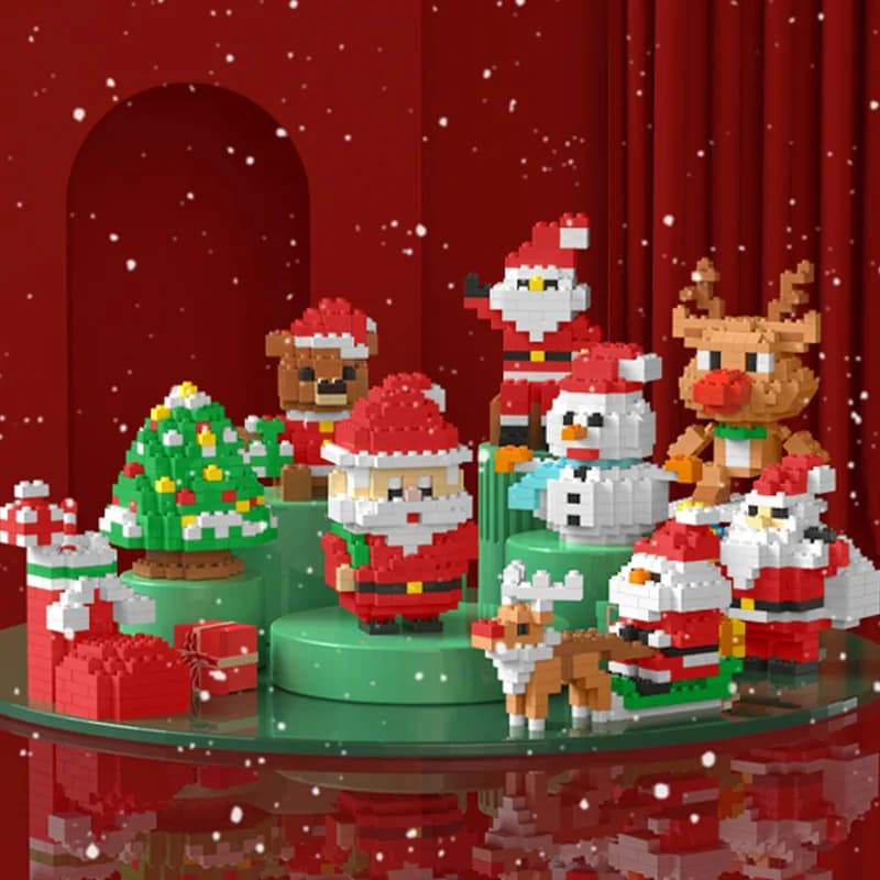Serie natalizia di particelle di diamanti, blocchi di assemblaggio, giocattoli educativi, albero di Natale, piccoli ornamenti di Babbo Natale