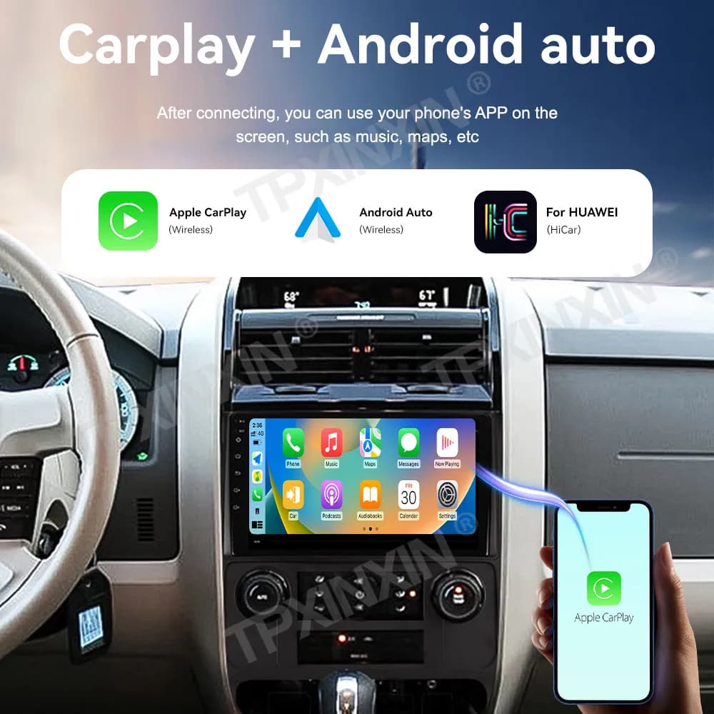 9 Inch HD Touch Screen CarPlay Android 14 For Ford Edge Kuga 2008-2012 Car Radio Multimedia Player GPS Navigation Head Unit Auto