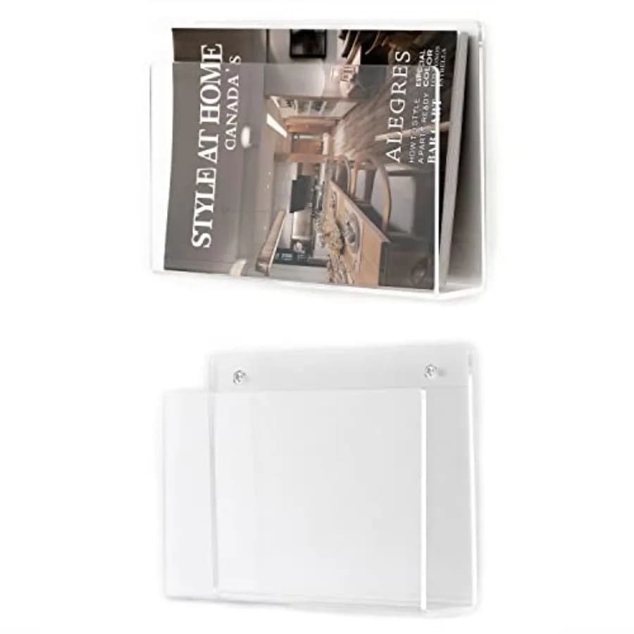 2 Pezzi Portariviste da Parete in Acrilico Trasparente, Organizzatore per Riviste, Libreria, Porta Documenti per Sala d'Attesa e Soggiorno