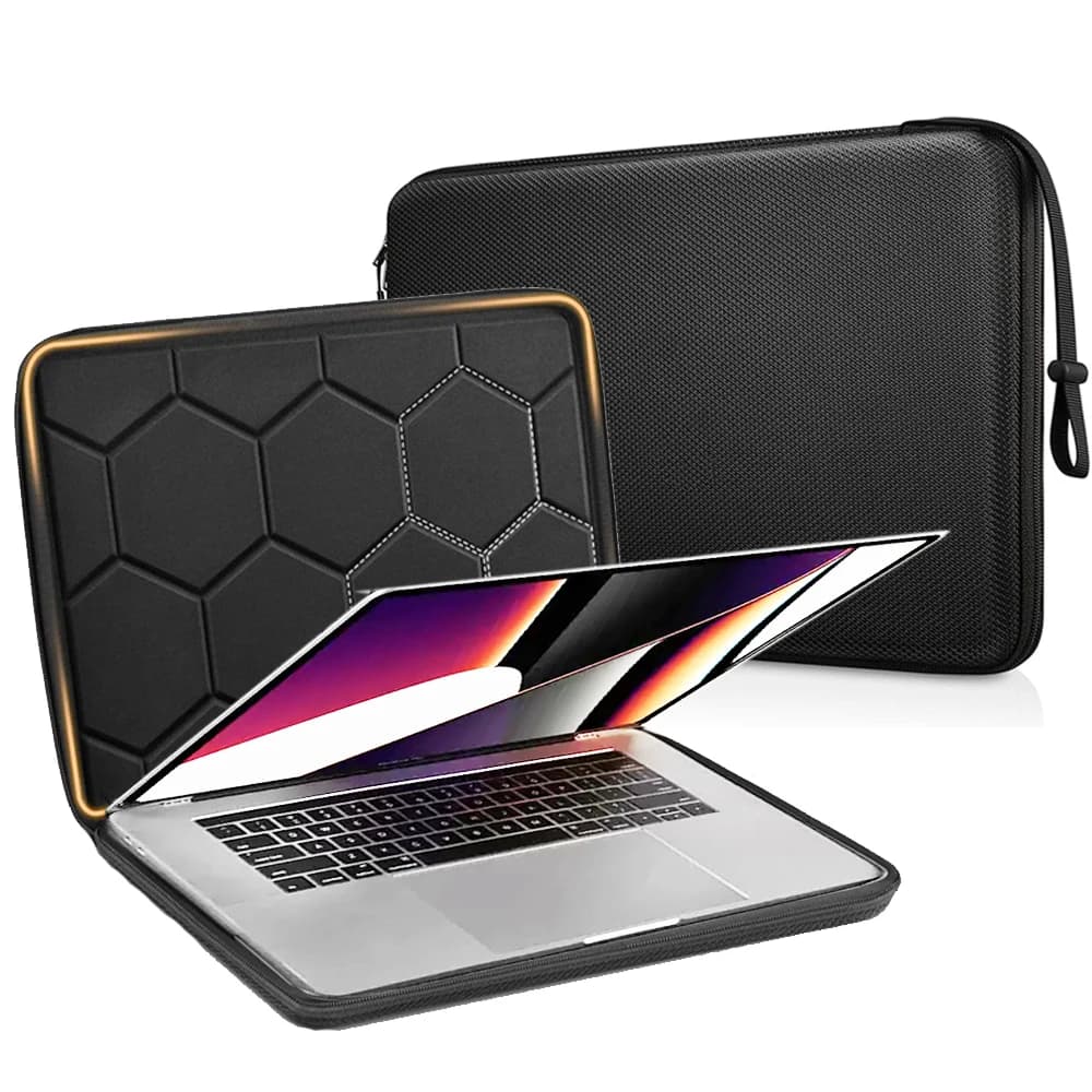 Borsa per laptop da 13 14 15,6 pollici Borsa per computer antiurto Custodia protettiva in EVA impermeabile nera con cinghie