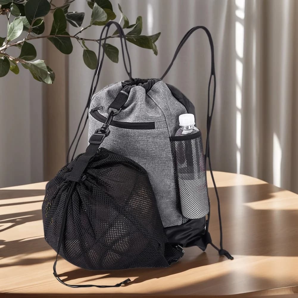 Basketball backpack with drawstring and removable mesh bag, wear-resistant sports bag for gym, volleyball, baseball, baseball, yoga