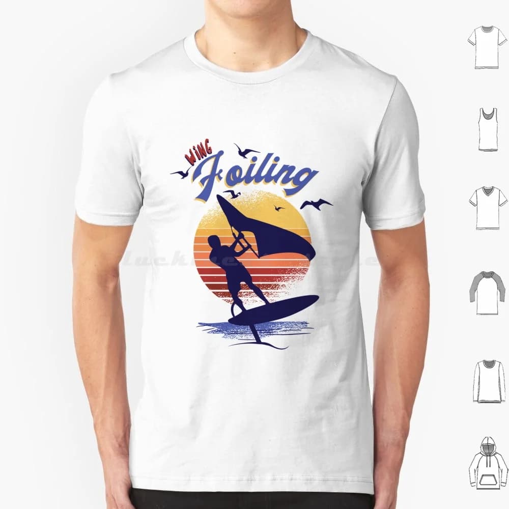Wing Foiling Surfing Surfer Gift T Shirt Cotton Women's DIY Print Wing Foiling Wing Foiling Surfer Idea Vintage Surfer
