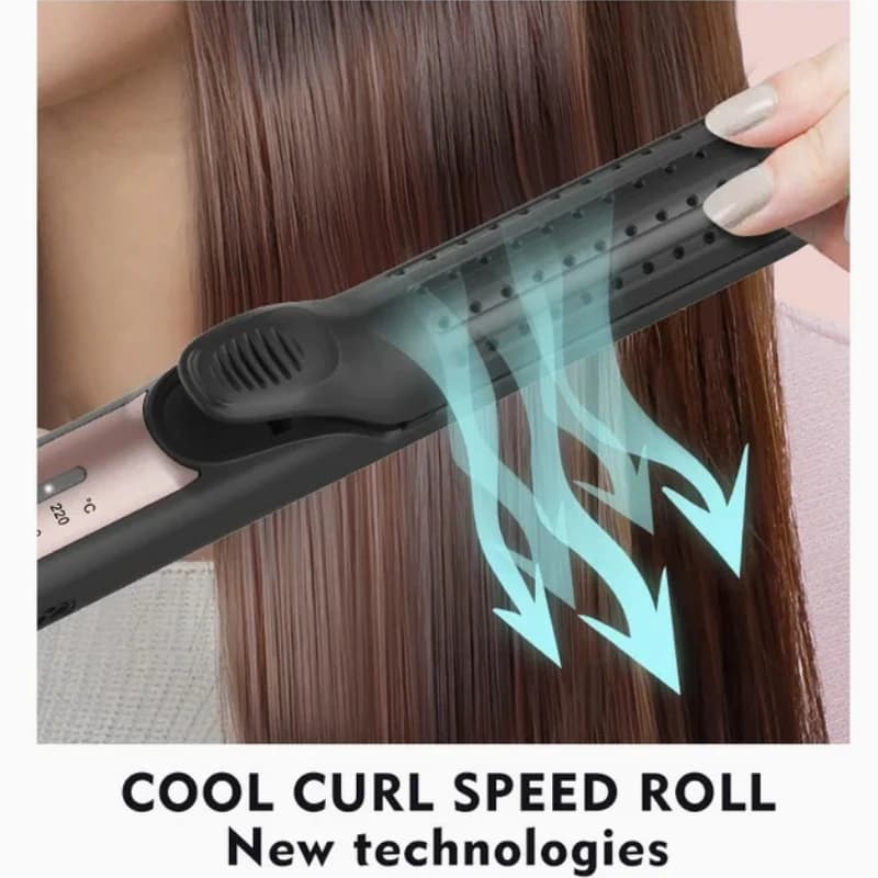 Nuovo Styler per Capelli 2 in 1 in Ceramica con Flusso d'Aria Fredda, Piastra Lisciante e Arricciacapelli Portatile con Piastre Flottanti 3D e Funzione Aria Fredda