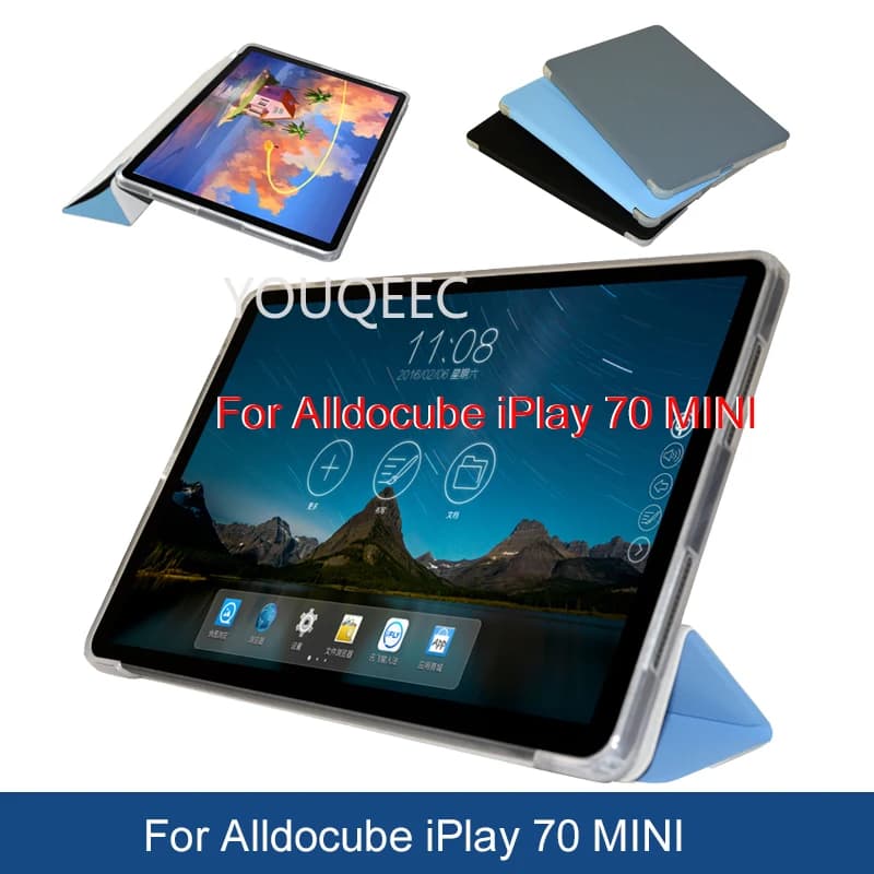 Fonda Per Alldocube iPlay 70 mini Ultra Custodia 8.8 "Tablet Custodia Tri-Folding Stand Flip Book Custodia morbida e sottile in TPU Cover posteriore