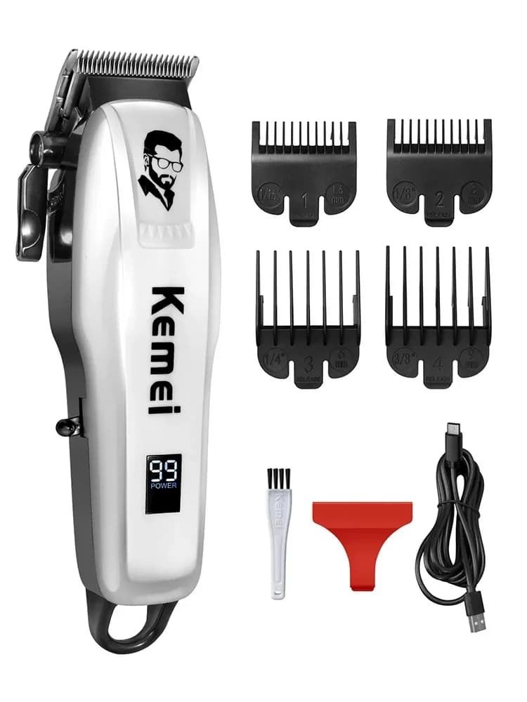 Kemei PG809A Professional Electric Haircut, Adjustable and Powerful, Wireless with LED Display for Men