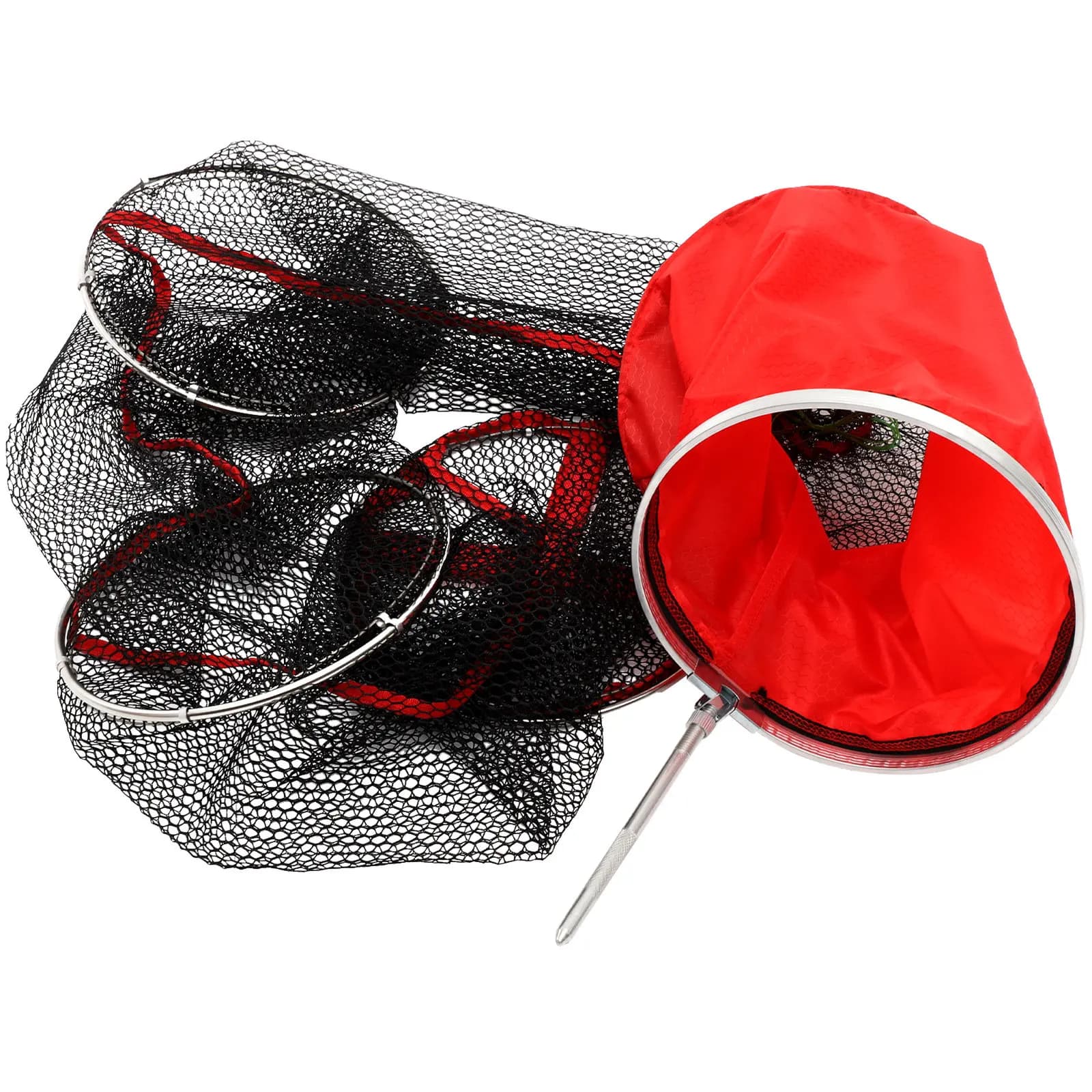 Rete da Pesca Pieghevole Premium in Nylon con Cordoncino, Cesto Portatile Leggero e Compatto per Catturare Pesci, Ideale per Pescatori